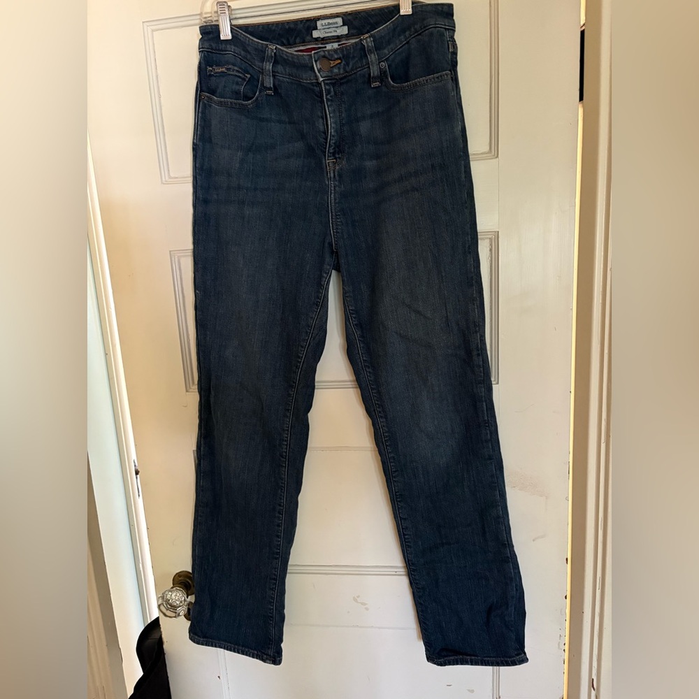 Flannel lined womens LL Bean classic fit jeans
